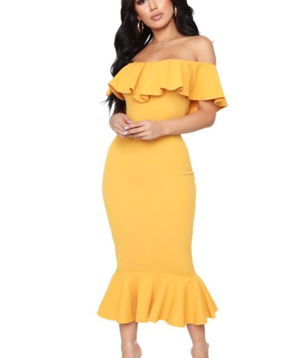 Moments Like This Ruffle Dress - Mustard