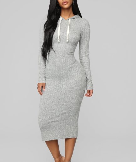 Play By Play Hoodie Dress - Heather Grey